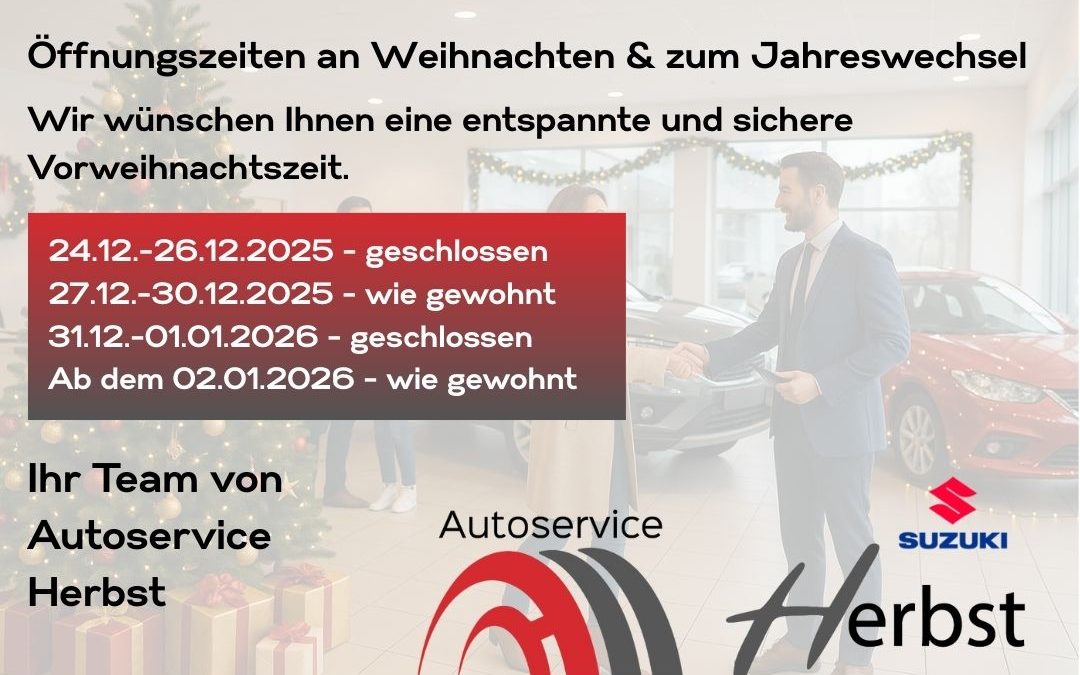 Unsere Öffnungszeiten an Weihnachten & zum Jahreswechsel